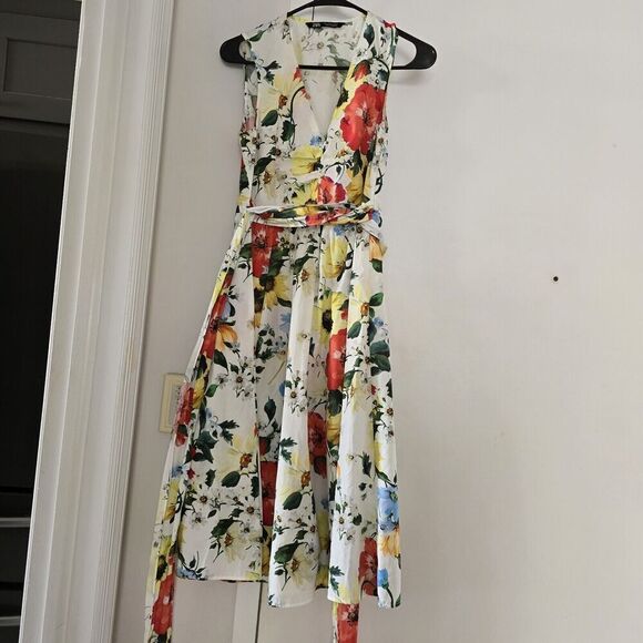 Zara Midi Dress Multicolored Floral Size Small - Picture 9 of 12